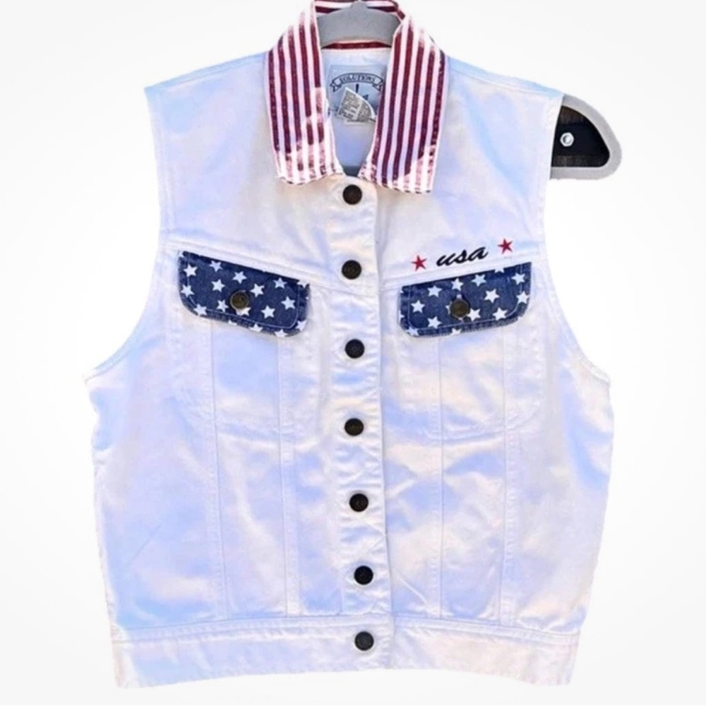 Denim Vest USA 4th July Festival Western